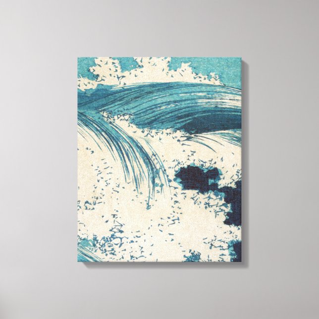 Toile Antique Japonais Bleu Vagues Océan Imprimer (Recto)