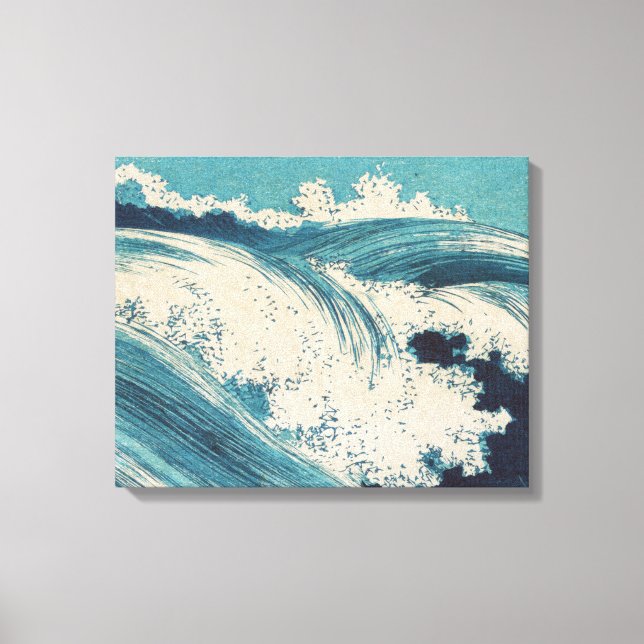 Toile Antique Japonais Bleu Vagues Océan Imprimer (Recto)