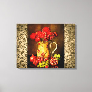 Toile Antique Vintage Fruits et Fleurs