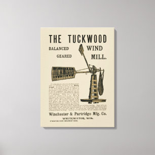 Toile Antique Wind Mill The Tuckwood Whitewater Wis 1889