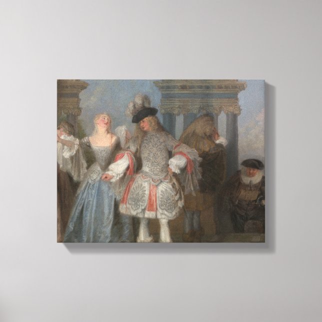 Toile Antoine Watteau - Les Comédiens Français (Recto)