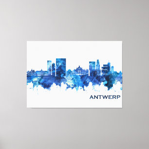 Toile Anvers Belgique Skyline Blue