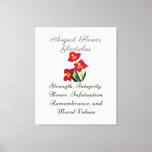 Toile Août Mois de naissance Fleur Gladiolus Cadeau de n