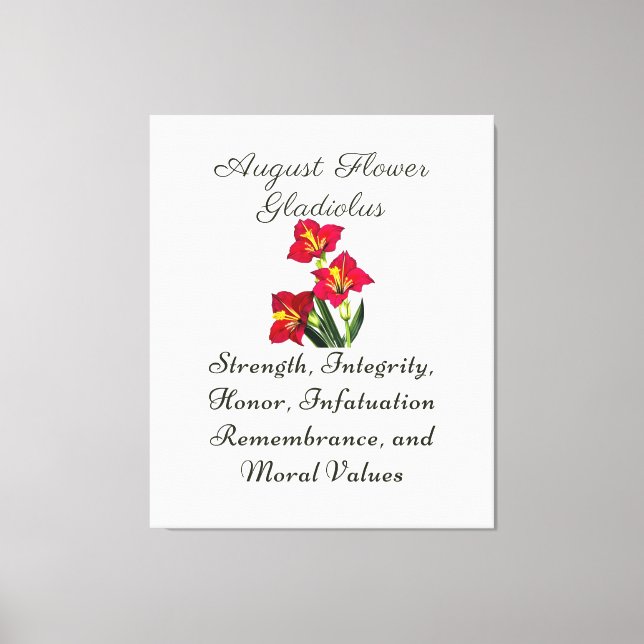 Toile Août Mois de naissance Fleur Gladiolus Cadeau de n (Recto)