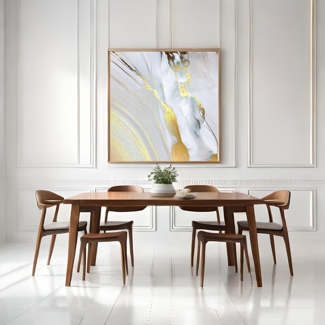 Toile *~ AP66 Pierre de marbre Abstraite huile d'or blan (Créateur téléchargé)