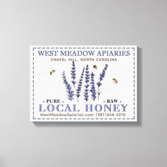 Toile Apiary Name Farmer's Market Local Honey Sign Bee (Recto)