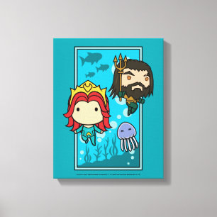 Toile Aquaman Chibi Mera & Aquaman Graphisme sous-mari