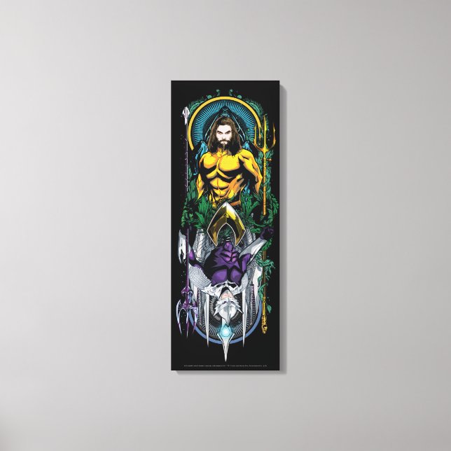 Toile Aquaman | Panneau Art Nouveau réversible Orin & Or (Recto)