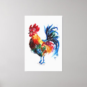 Toile Aquarelle à grand coq