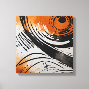 Toile Aquarelle Abstraite Black Orange