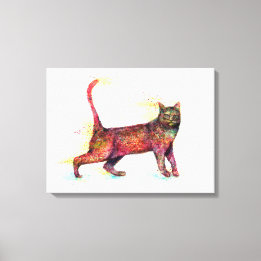 Toile Aquarelle Abstraite de chat