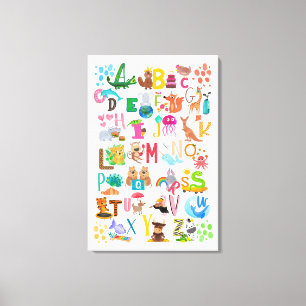 Toile Aquarelle Alphabet animal Adorable