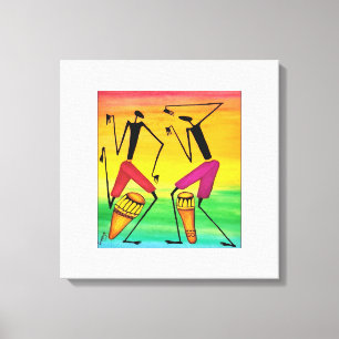 Toile Aquarelle, Art Africain, Formidable Drumming Afric