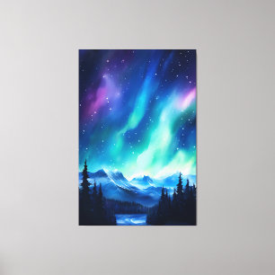 Toile Aquarelle aurore boréale aurore boréale