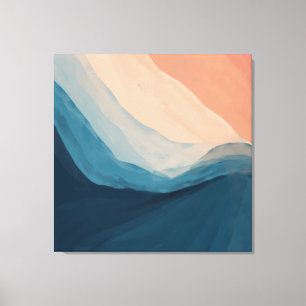 Toile Aquarelle Bleu Art Abstrait Ocean Waves Canvas Pr
