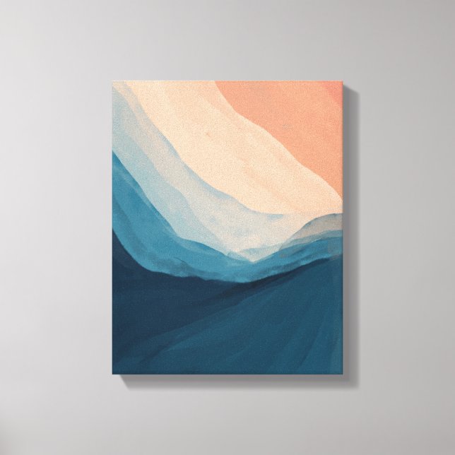 Toile Aquarelle Bleu Art Abstrait Vagues Océan (Recto)