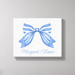 Toile Aquarelle Bleue Bleu Barré Bow