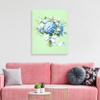 Toile Aquarelle botanique fleur d'hydrangea