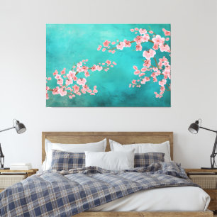 Toile Aquarelle Cerisiers en Fleurs