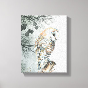 Toile Aquarelle Chouette Oiseau Nature Faune Art