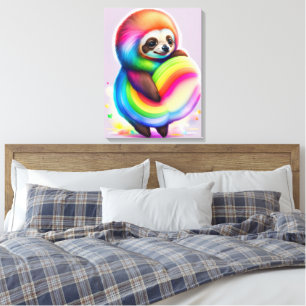 Toile Aquarelle colorée Baby Sloth