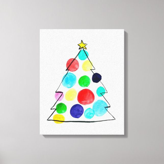Toile Aquarelle colorée du sapin de Noël (Recto)