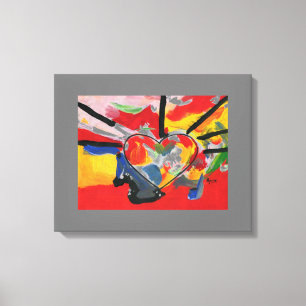 Toile Aquarelle colorée moderne collage abstrait du coeu