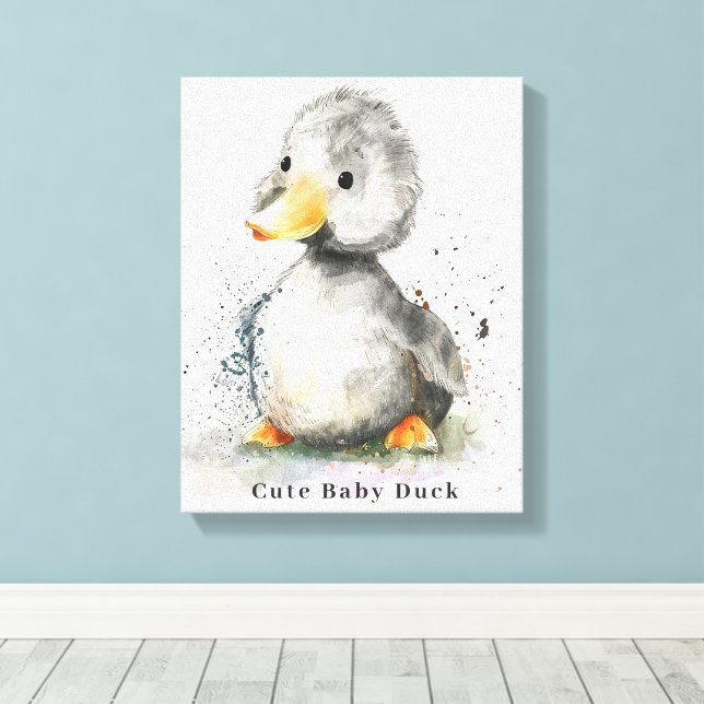 Toile Aquarelle de canard pour bébé mignonne (Insitu (Plancher de Bois))