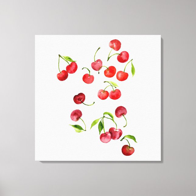 Toile Aquarelle de cerises rouges (Recto)