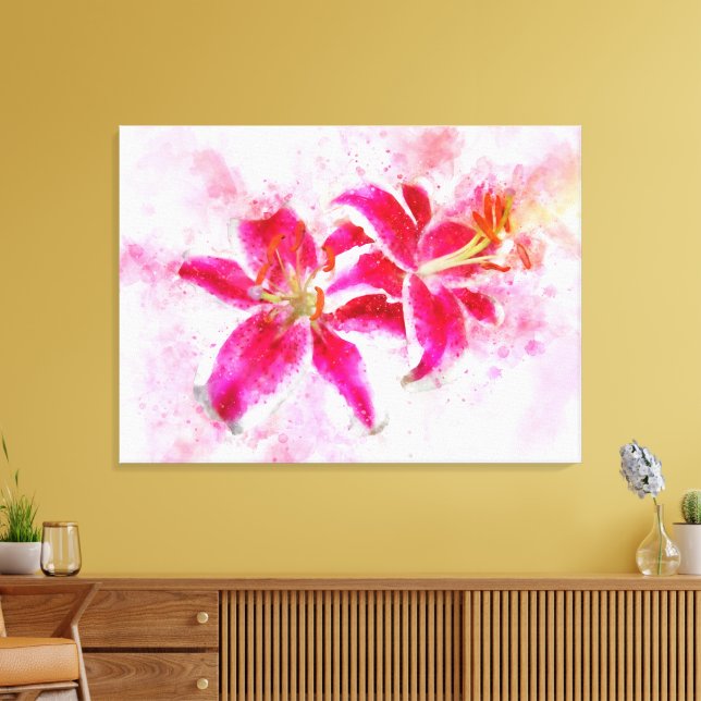 Toile Aquarelle de fleur de Stargazer Lily - wb 03 (Insitu(Salon))