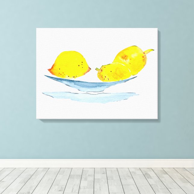 Toile Aquarelle de fruit jaune citron (Insitu (Plancher de Bois))