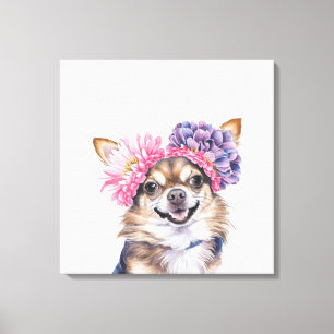 Toile Aquarelle de la couronne de fleurs de Charming Chi