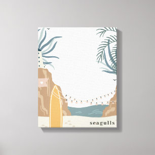 Toile Aquarelle de plage de mouettes