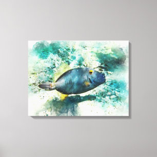 Toile Aquarelle de poisson tropical hawaïen Faucisson H