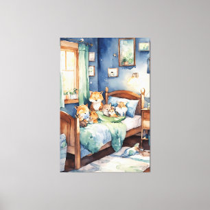 Toile aquarelle des adorables bêtes crèches crèche art