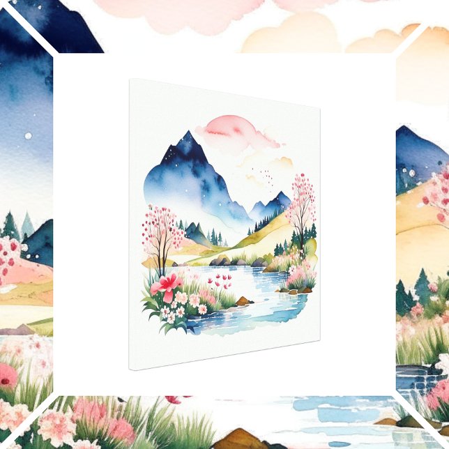 Toile Aquarelle d'été des montagnes (Créateur téléchargé)