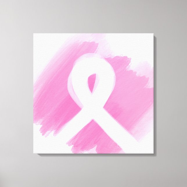 Toile Aquarelle du ruban de sensibilisation au cancer du (Recto)