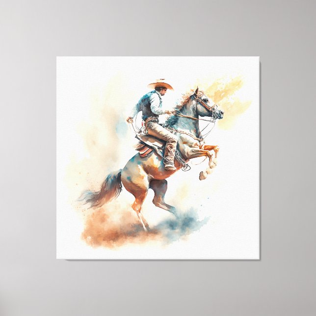 Toile Aquarelle Dusty Western "Bucking Bronco" (Recto)