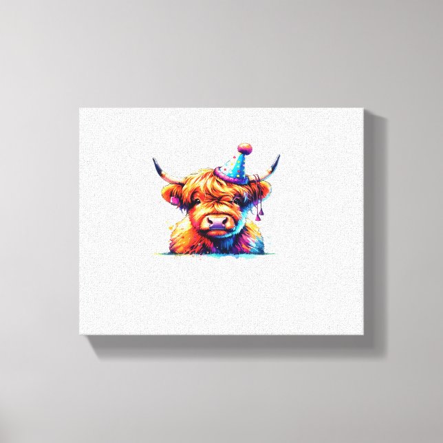 Toile Aquarelle écossaise Highland Cow Anniversaire Esse (Recto)