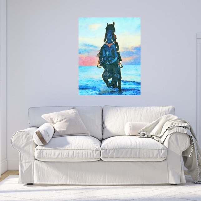 Toile *~* Aquarelle Femme Horse Beach Equine AR22 (Créateur téléchargé)