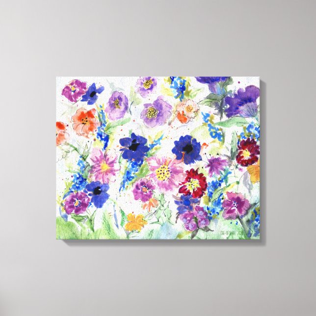 Toile Aquarelle Fleurs sauvages peintes à la main (Recto)