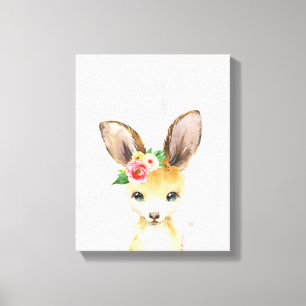 Toile Aquarelle Floral Baby Kangaroo Animaux australiens