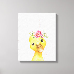 Toile Aquarelle Floral Canard Agritourisme Style Art