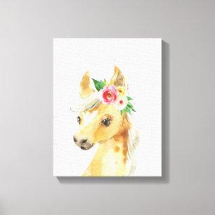 Toile Aquarelle Floral Foy Horse