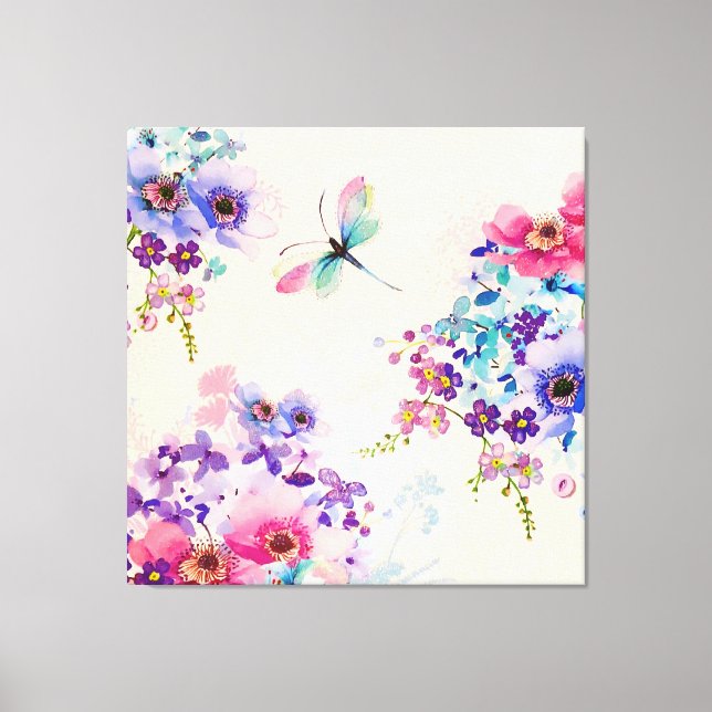 Toile Aquarelle Floral Papillon Parties scintillant de j (Recto)