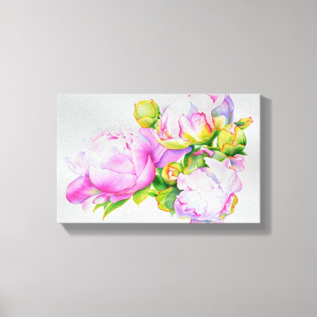 Toile Aquarelle florale classique et élégante de pivoine (Recto)
