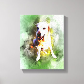 Toile Aquarelle Labrador En Vert