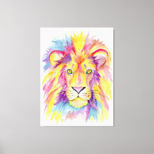 Toile Aquarelle Lion Canvas Art - Animal coloré