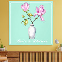 Aquarelle Magnolia Rose Élégant