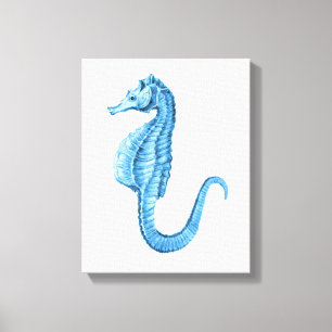 Toile Aquarelle marine côtière bleu de Seahorse